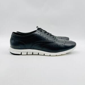 Cole Haan Shoes Womens 10 Black Leather Oxfords Casual Wingtip Lace Up Zerogrand